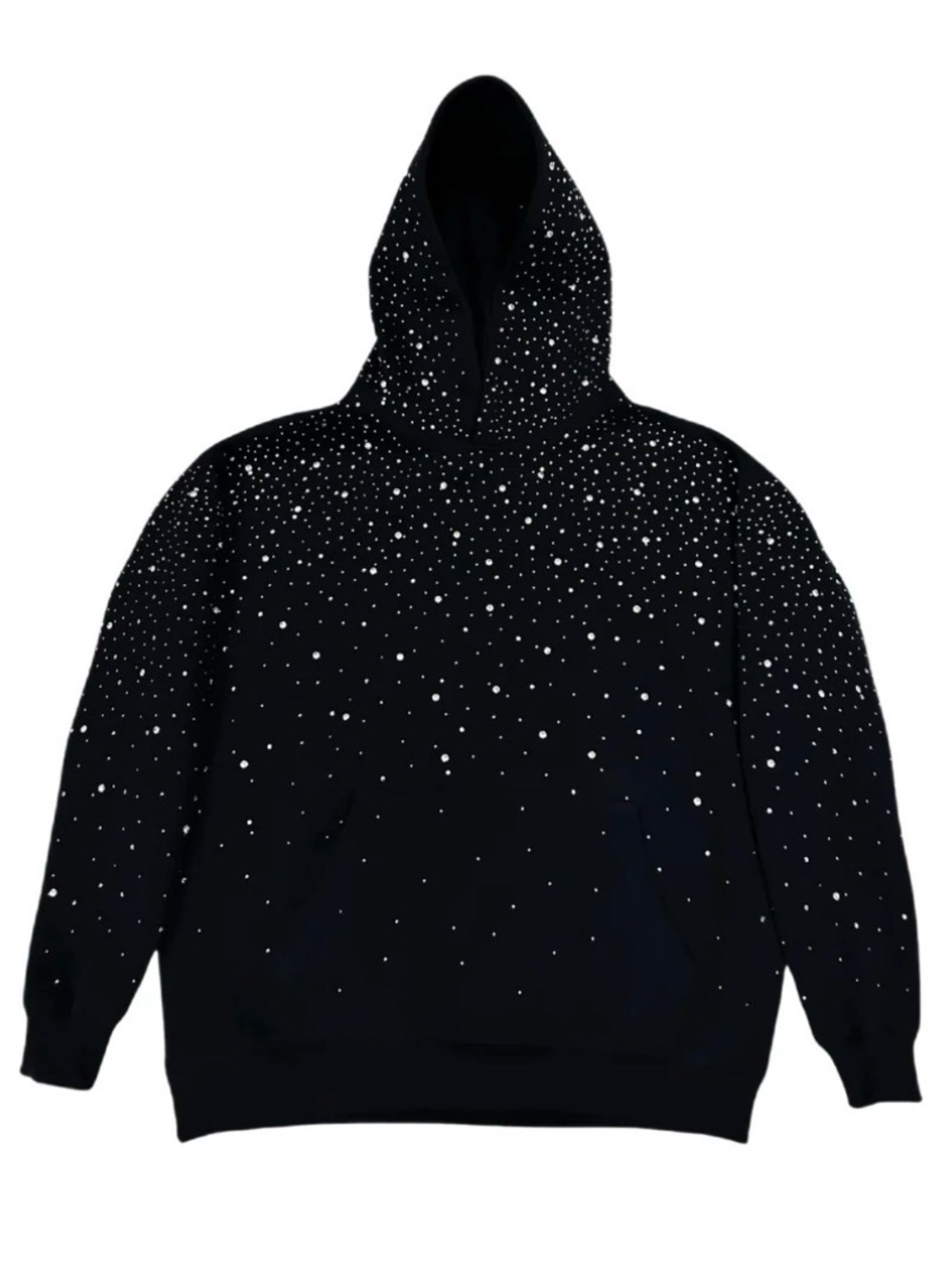 VYBES Rhinestone Galaxy Black Crystal-Embellished Pullover Cozy Active Hoodie